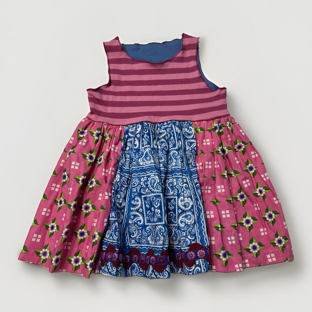 Matilda Jane Platinum Blue Pink Stripe Floral Sara Top Paneled Size 8
